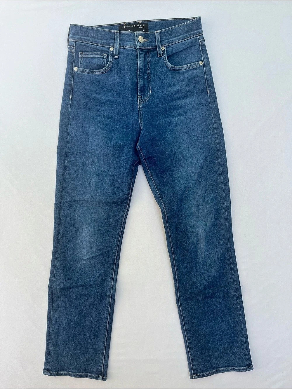 Veronica Beard Woman’s Ryleigh Blue Denim Slim Straight High Rise Jeans Size 27